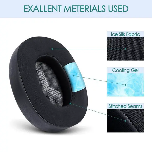 Alt view image 3 of 7 - GVOEARS Cooling Gel Replacement Ear Pads for JBL Live 650/660BTNC E65BTNC Headphone, Ear Pads with Memory Foam and Breathable ICE Silk Fabric (Black)