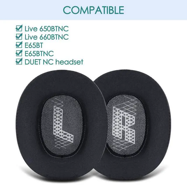 Alt view image 2 of 7 - GVOEARS Cooling Gel Replacement Ear Pads for JBL Live 650/660BTNC E65BTNC Headphone, Ear Pads with Memory Foam and Breathable ICE Silk Fabric (Black)