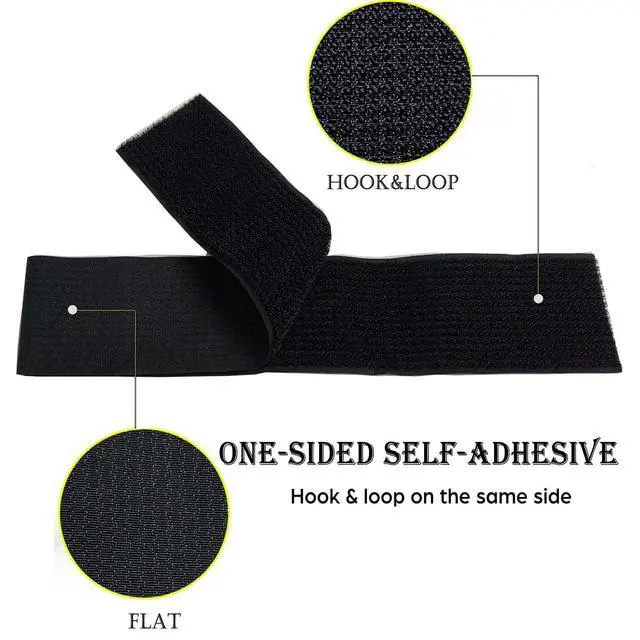 Alt view image 4 of 5 - Wide 2" ×40 Ft Long Hook and Loop Cable Straps with 20 Heavy Plastic Buckles, Adjustable Nylon Tie Down Straps,Free Cut Length and Width, Reusable, Black