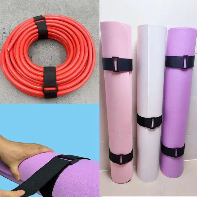 Alt view image 5 of 5 - Wide 2" ×40 Ft Long Hook and Loop Cable Straps with 20 Heavy Plastic Buckles, Adjustable Nylon Tie Down Straps,Free Cut Length and Width, Reusable, Black