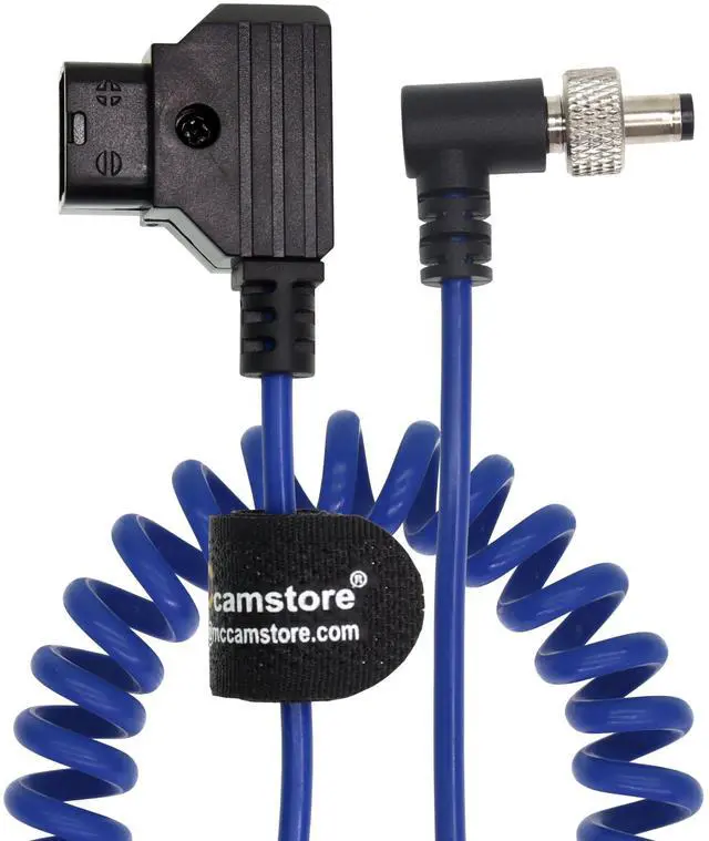 Main image of D-Tap to Locking DC Barrel 5.5x2.1 Monitor Power Cable Compatible for Atomos Inferno Video Devices PIX-E7 PIX-E5 Hollyland Mars 400s Amaran 60X, Blue (Angle Locking, Blue Coiled Cable)
