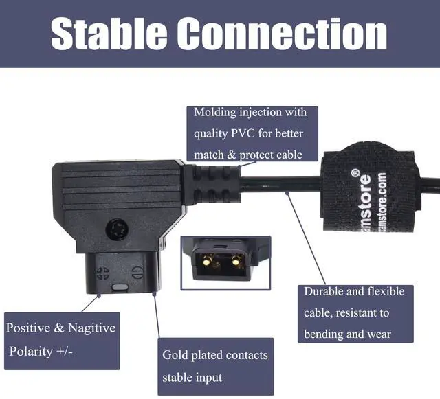 Alt view image 2 of 5 - Locking DC 5.5 2.1 to D Tap Coiled Power Cable for Video Devices PIX-E7 PIX-E5 7 Touchscreen Display Hollyland Mars 400s Amaran 60X (Coiled Cable, Angle Locking DC)