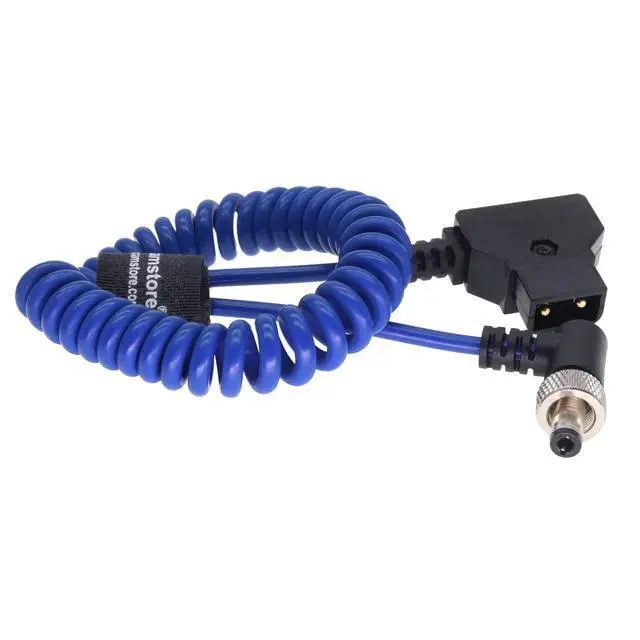 Alt view image 6 of 6 - D-Tap to Locking DC Barrel 5.5x2.1 Monitor Power Cable Compatible for Atomos Inferno Video Devices PIX-E7 PIX-E5 Hollyland Mars 400s Amaran 60X, Blue (Angle Locking, Blue Coiled Cable)