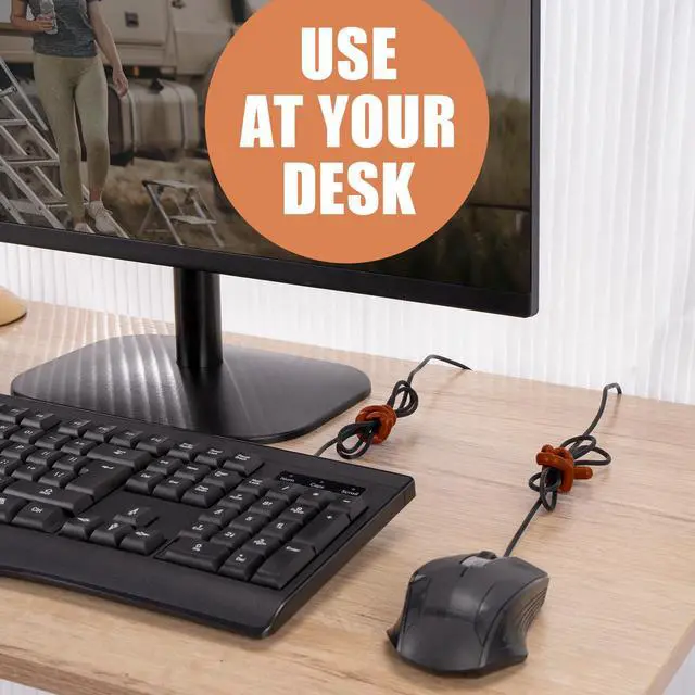 Alt view image 5 of 7 - 24Pcs Reusable Silicone Cable Twist Ties with Holes 6, 12, 18 inch | Brown Bendable Rubber Twist Ties for Cords, All Purpose Cord Tie for Bundling and Holding Indoor and Outdoor Use