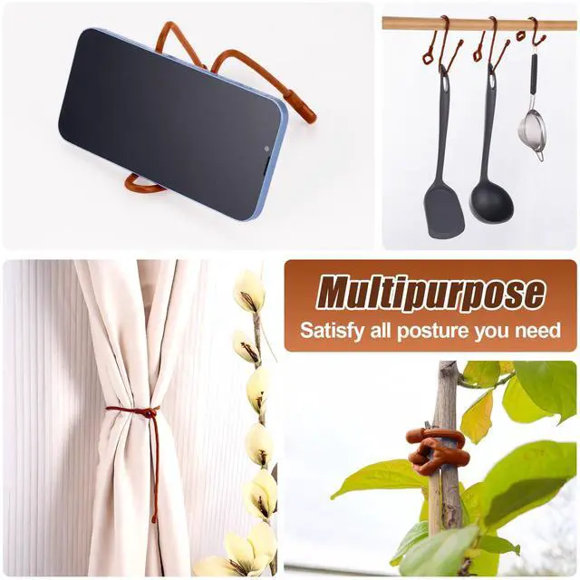 Alt view image 7 of 7 - 24Pcs Reusable Silicone Cable Twist Ties with Holes 6, 12, 18 inch | Brown Bendable Rubber Twist Ties for Cords, All Purpose Cord Tie for Bundling and Holding Indoor and Outdoor Use