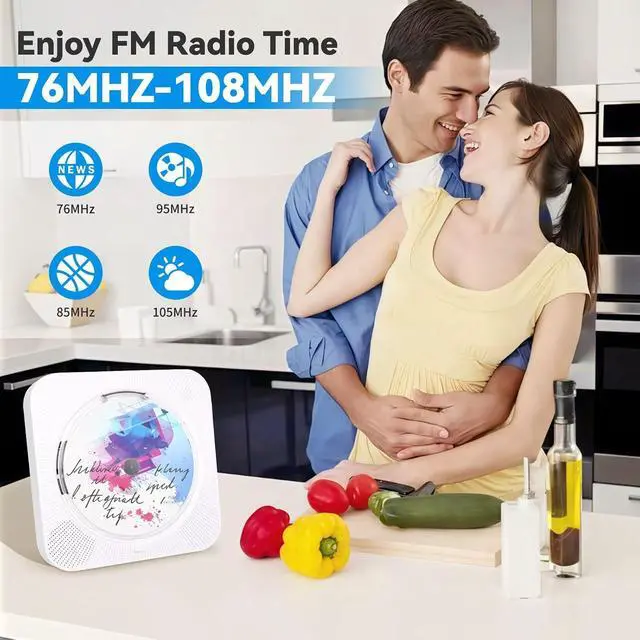 Alt view image 5 of 6 - CD Player Portable Bluetooth Desktop CD Player for Home, Remote | HiFi stereo sound | LED display | Timer | FM radio | AUX/USB/TF interface | Suitable for offices, children