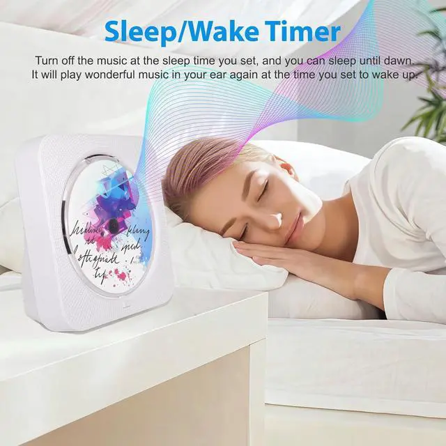 Alt view image 6 of 6 - CD Player Portable Bluetooth Desktop CD Player for Home, Remote | HiFi stereo sound | LED display | Timer | FM radio | AUX/USB/TF interface | Suitable for offices, children