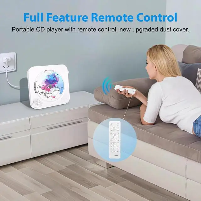 Alt view image 4 of 6 - CD Player Portable Bluetooth Desktop CD Player for Home, Remote | HiFi stereo sound | LED display | Timer | FM radio | AUX/USB/TF interface | Suitable for offices, children