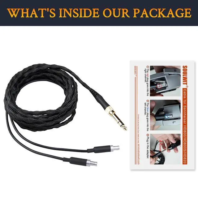 Alt view image 7 of 7 - Cable for Sennheiser HD800/HD800S/HD820-1/4" Plug | 6N OCC Copper + Silver-Plated OCC, 3 m/10 ft, 3.5 mm Plug & 6.35 mm Adapter