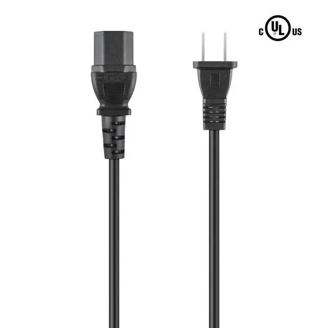Alt view image 2 of 5 - 2 Prong UL Listed 6.6FT Long Cable AC Power Cord Replacement for Sony KDL-40VL160 KDL-40W4100 Bravia TV LED Cable Lead