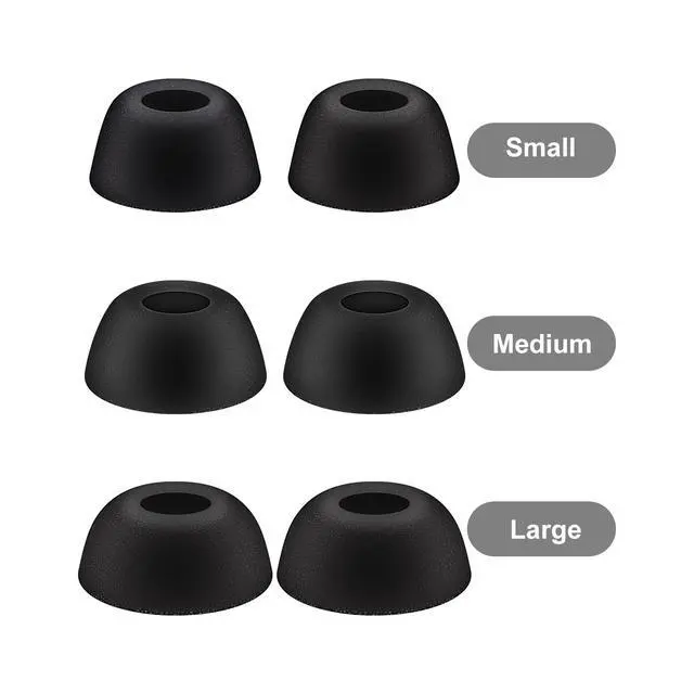 Alt view image 5 of 5 - Replacement Ear Tips for Google Pixel Buds Pro 2, Black | Memory Foam Eartips Compatible with Google Pixel Buds 2a, 3 Pairs (S/M/L)