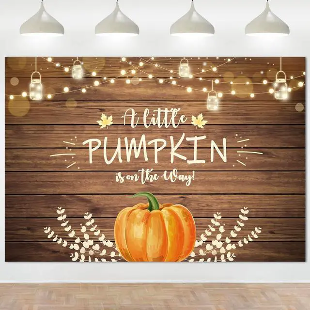 Main image of Fall Little Pumpkin Baby Shower Backdrop Baby Shower Decorations | 8x6 ft A Little Pumpkin is on The Way Background