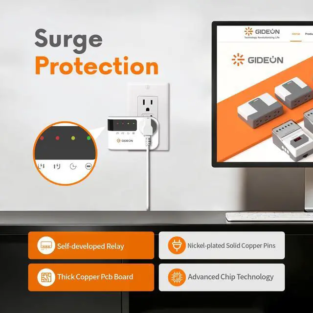 Alt view image 5 of 6 - Single Outlet Surge Protector with LED Display, 900J Mini Voltage Protector for Refrigerator, TV, PC & Home Appliances, 120V 15A 1800W, Over & Under Voltage Protection