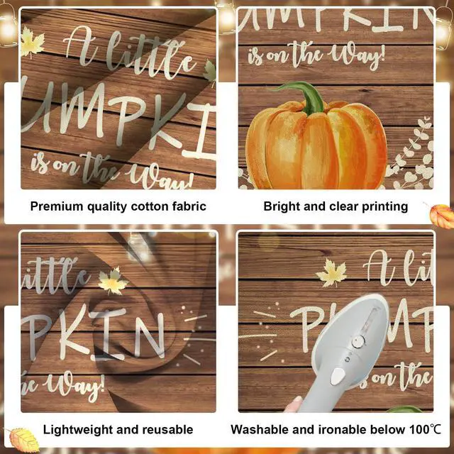 Alt view image 6 of 7 - Fall Little Pumpkin Baby Shower Backdrop Baby Shower Decorations | 8x6 ft A Little Pumpkin is on The Way Background