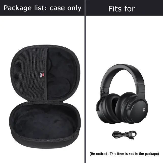 Alt view image 7 of 7 - Hard Headphone Storage Case for Silensys E7 / PurelySound E7 / MOVSSOU E7 / COWIN E7 / Tapela E7 / Audonia E7 Active Noise Cancelling Bluetooth Headphones (Case Only) (Black)