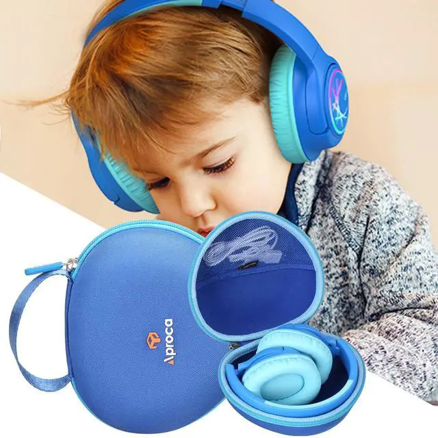 Alt view image 4 of 7 - Case Compatible with iClever BTH20 BTH18 BTH12 / eKids Minecraft Spiderman Jurassic Bluetooth Headphones, Portable Storage Bag for Accessories -Blue (Case only)