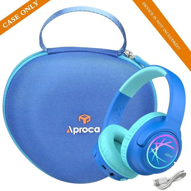 Alt view image 5 of 7 - Case Compatible with iClever BTH20 BTH18 BTH12 / eKids Minecraft Spiderman Jurassic Bluetooth Headphones, Portable Storage Bag for Accessories -Blue (Case only)