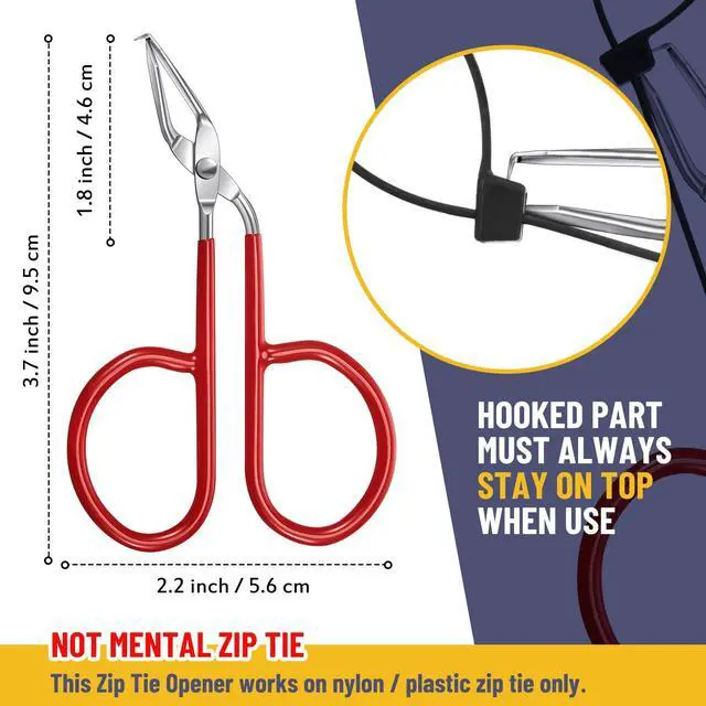 Alt view image 3 of 6 - 2 Pcs Cable Zip Tie Remover Opener Release Tool, Stainless Steel Pliers to Make Wide Zip Tie Reusable, Pocket Size with Storage Box (Red)