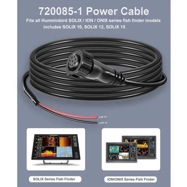 Alt view image 2 of 6 - 720085-1 Power Cable Replacement for Humminbird PC12 Power Cord, 6 Foot, for All SOLIX and Onix Series Fish Finders
