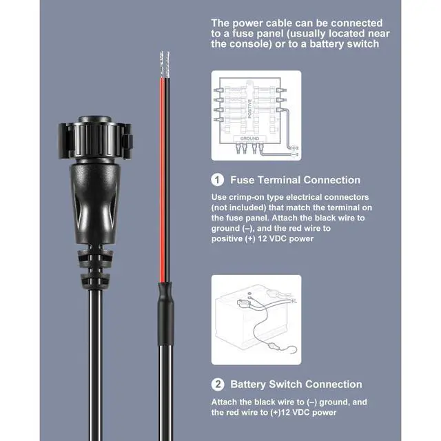 Alt view image 4 of 6 - 720085-1 Power Cable Replacement for Humminbird PC12 Power Cord, 6 Foot, for All SOLIX and Onix Series Fish Finders