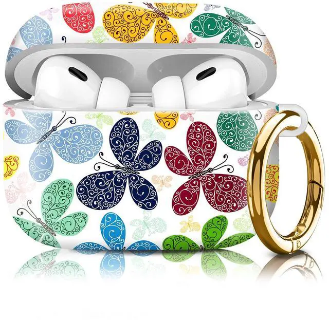 Main image of Compatiable for AirPod Pro 2nd/1st Generation Case,Lightweight & Durable Resistant Hard Case with Keychain,Stylish Design AirPod Case Cover for Women(Colorful Butterflies)