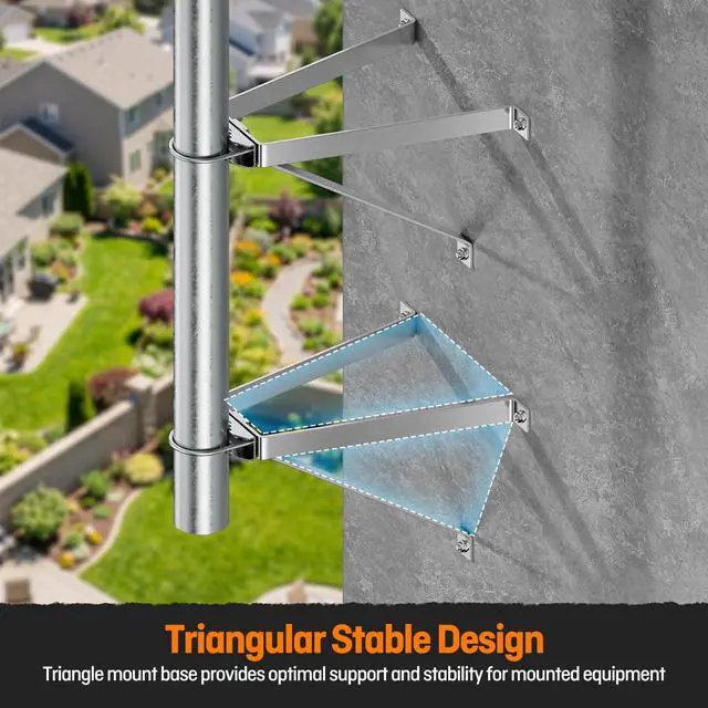 Alt view image 4 of 7 - 2 Sets Antenna Wall Mount,Stainless Steel Stand Off Wall Mast Mount Windproof Antenna Mounting Brackets Three-Leg Sets (4 Inch)