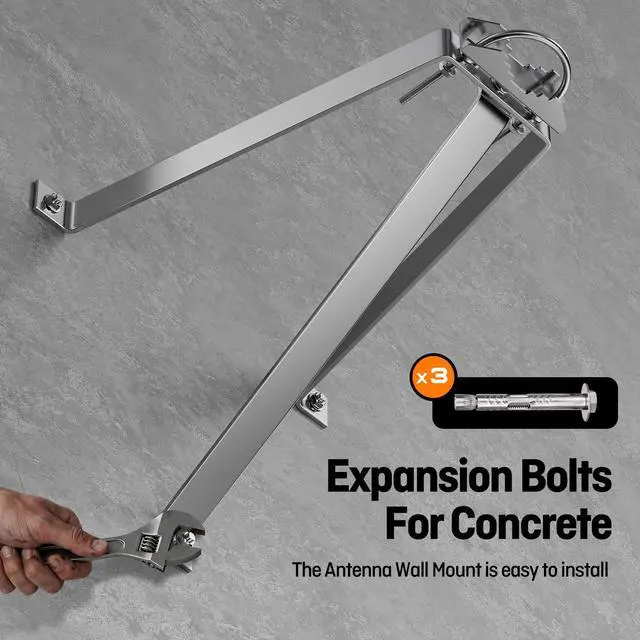 Alt view image 6 of 7 - 2 Sets Antenna Wall Mount,Stainless Steel Stand Off Wall Mast Mount Windproof Antenna Mounting Brackets Three-Leg Sets (4 Inch)