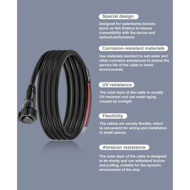 Alt view image 6 of 6 - 720085-1 Power Cable Replacement for Humminbird PC12 Power Cord, 6 Foot, for All SOLIX and Onix Series Fish Finders
