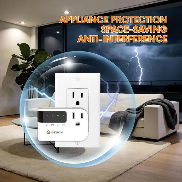 Alt view image 2 of 6 - Single Outlet Surge Protector with LED Display, 900J Mini Voltage Protector for Refrigerator, TV, PC & Home Appliances, 120V 15A 1800W, Over & Under Voltage Protection
