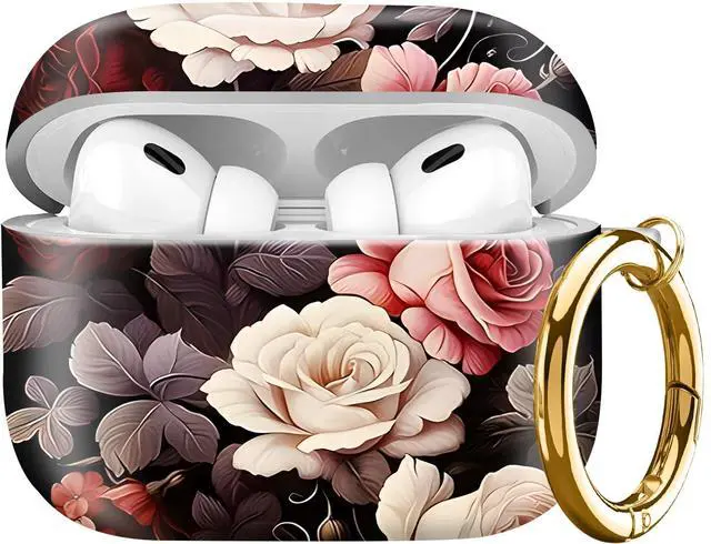 Main image of Compatible with AirPod Pro Case 2nd/1st Gen (2023/2022/2019),Shockproof Protective Cover with Keychain for Women,Cute Charging Case for Airpod Pro 2/1(Gothic Dark Rose)