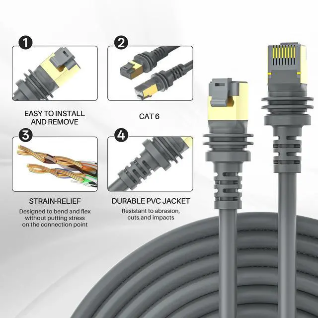 Alt view image 4 of 7 - 150FT Starlink Cable for Starlink Standard 4/ 4X/ Gen3/ V4/ V5 | 150FT/ 46M Replacement Extension 26AWG Cable Waterproof Starlink Standard V3 (150FT), Grey