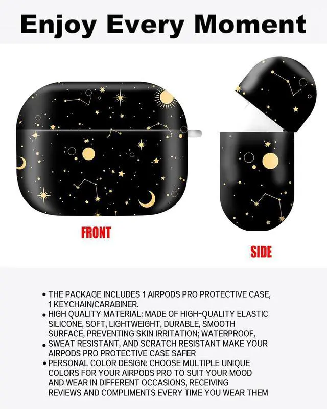 Alt view image 2 of 6 - Compatible with AirPod Pro Case 2nd/1st Gen (2023/2022/2019),Shockproof Protective Cover with Keychain for Women,Cute Charging Case for Airpod Pro 2/1(Starry Cosmos Stars)