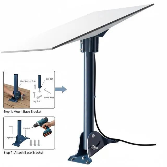 Alt view image 4 of 6 - Roof Mount Gen 3 for Starlink, Heavy Duty Mount | Set with a Pipe Adapter, compatible with Gen3/V4, actually can be installed on both the roof and the wall