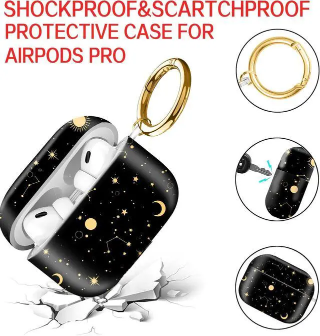 Alt view image 4 of 6 - Compatible with AirPod Pro Case 2nd/1st Gen (2023/2022/2019),Shockproof Protective Cover with Keychain for Women,Cute Charging Case for Airpod Pro 2/1(Starry Cosmos Stars)
