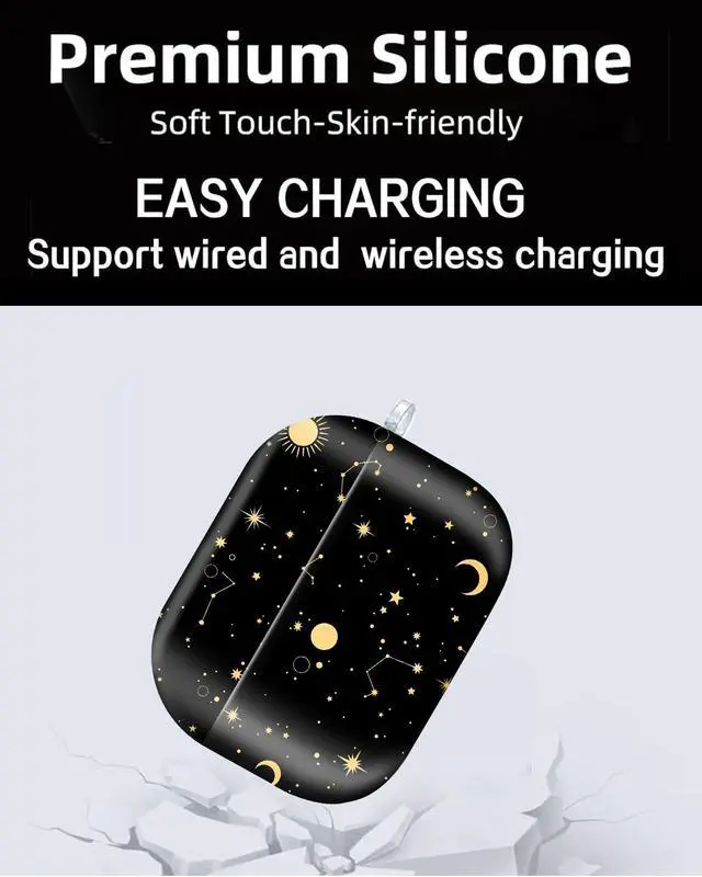 Alt view image 6 of 6 - Compatible with AirPod Pro Case 2nd/1st Gen (2023/2022/2019),Shockproof Protective Cover with Keychain for Women,Cute Charging Case for Airpod Pro 2/1(Starry Cosmos Stars)