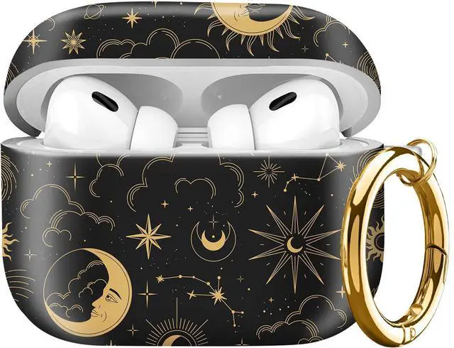 Main image of Compatible with AirPod Pro Case 2nd/1st Gen (2023/2022/2019),Shockproof Protective Cover with Keychain for Women,Cute Charging Case for Airpod Pro 2/1(Celestial Moon and Sun)