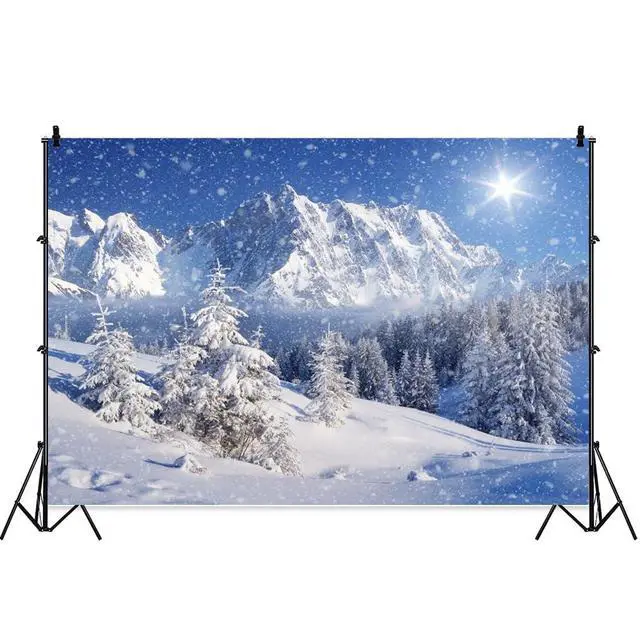 Alt view image 2 of 5 - Winter Snow Forest Backdrop Mountain Landscape Background 10x8ft | Christmas Photography Background Dreamy Flying Snow Scene Snowy Pine Forest Wonderland Backdrop Holiday Photo Studio Props