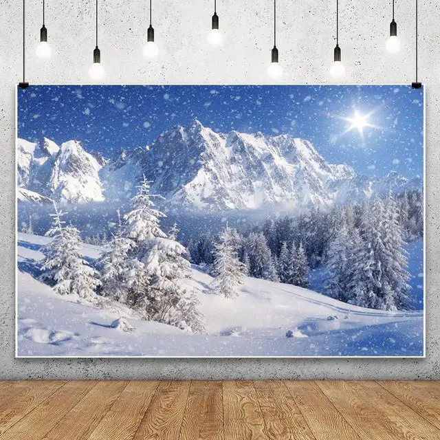Main image of Winter Snow Forest Backdrop Mountain Landscape Background 10x8ft | Christmas Photography Background Dreamy Flying Snow Scene Snowy Pine Forest Wonderland Backdrop Holiday Photo Studio Props
