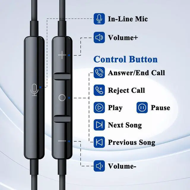 Alt view image 4 of 7 - USB C Earbuds Wired C Plug Headphone 90°Right Angle Earphones Black | Cord Headphones with Microphone Volume Control for iPhone 17 16 15 Pro for Google Pixel 10 9 Pro for Samsung S26 Ultra S25