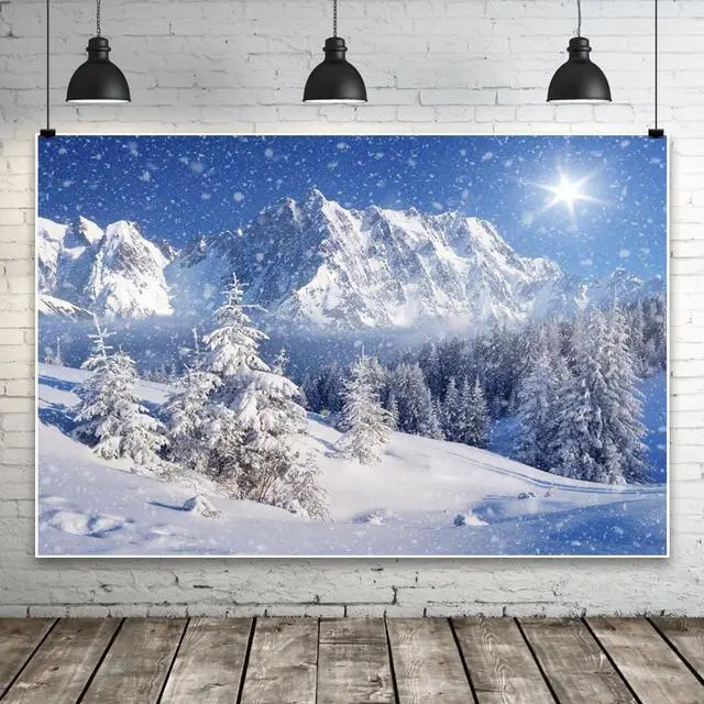Alt view image 5 of 5 - Winter Snow Forest Backdrop Mountain Landscape Background 10x8ft | Christmas Photography Background Dreamy Flying Snow Scene Snowy Pine Forest Wonderland Backdrop Holiday Photo Studio Props