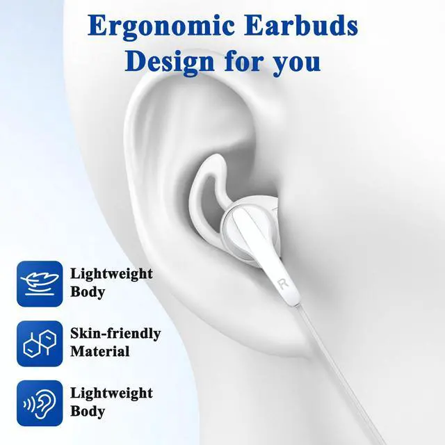 Alt view image 5 of 7 - USB C Earbuds Wired C Plug Headphone 90°Right Angle Earphones White | Cord Headphones with Microphone Volume Control for iPhone 17 16 15 Pro for Google Pixel 10 9 Pro for Samsung S26 Ultra S25