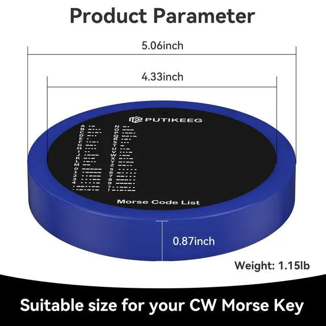 Alt view image 2 of 5 - Morse Code Round Table Key morse code List Learning Shortwave Radio (Blue)