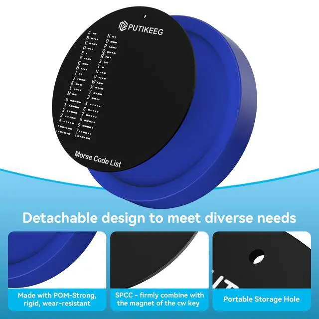 Alt view image 3 of 5 - Morse Code Round Table Key morse code List Learning Shortwave Radio (Blue)