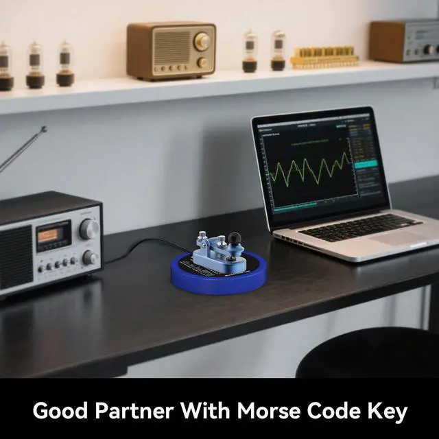 Alt view image 4 of 5 - Morse Code Round Table Key morse code List Learning Shortwave Radio (Blue)