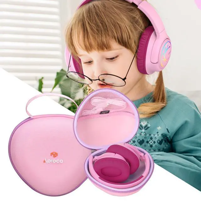 Alt view image 4 of 7 - Pink Hard Storage Protective Case, for iClever BTH20 / Clever BTH18 Kids Bluetooth Headphones and Accessories