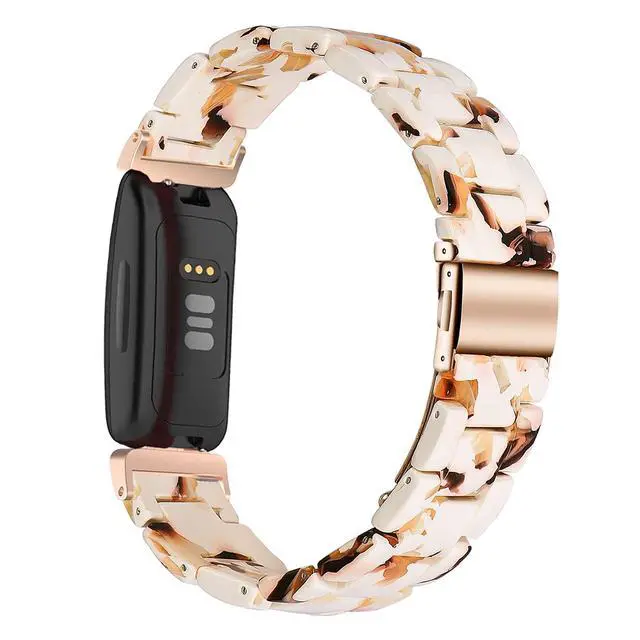 Alt view image 2 of 6 - Compatible with Fitbit Inspire 2 /Inspire HR/Inspire bands Women, Stylish Resin Watch Bracelet Replacement Bands for Adjustable Wristband for Fitbit Inspire Accssorises (Nougat White)