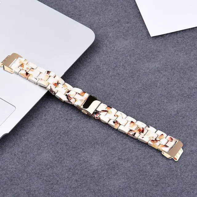 Alt view image 5 of 6 - Compatible with Fitbit Inspire 2 /Inspire HR/Inspire bands Women, Stylish Resin Watch Bracelet Replacement Bands for Adjustable Wristband for Fitbit Inspire Accssorises (Nougat White)