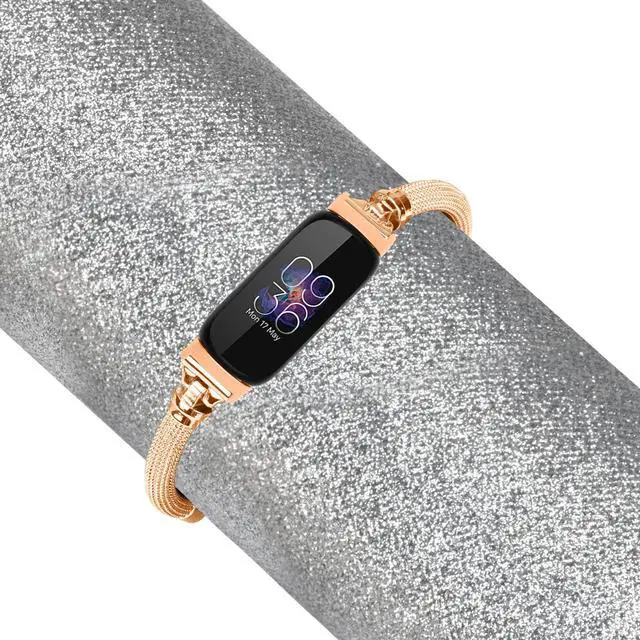 Alt view image 3 of 7 - Straps Compatible with Fitbit Inspire 2 Strap, Women Stainless Steel Metal Adjustable Replacement Wristband Strap Bracelet for Fitbit Inspire 2/Inspire/Inspire HR/Ace 2 Small Large