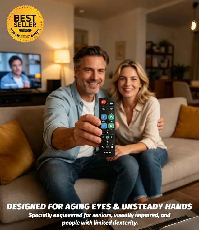 Alt view image 2 of 6 - Big Button TV Remote Control, Brand TV Universal, Easy for Elderly | Simple Setup, Complete Main Buttons, Clear Layout, Use Friendly For Low Vision Users, Lightweight, Batteries Not Included