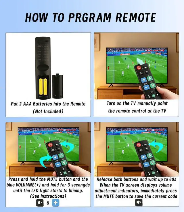 Alt view image 5 of 6 - Big Button TV Remote Control, Brand TV Universal, Easy for Elderly | Simple Setup, Complete Main Buttons, Clear Layout, Use Friendly For Low Vision Users, Lightweight, Batteries Not Included